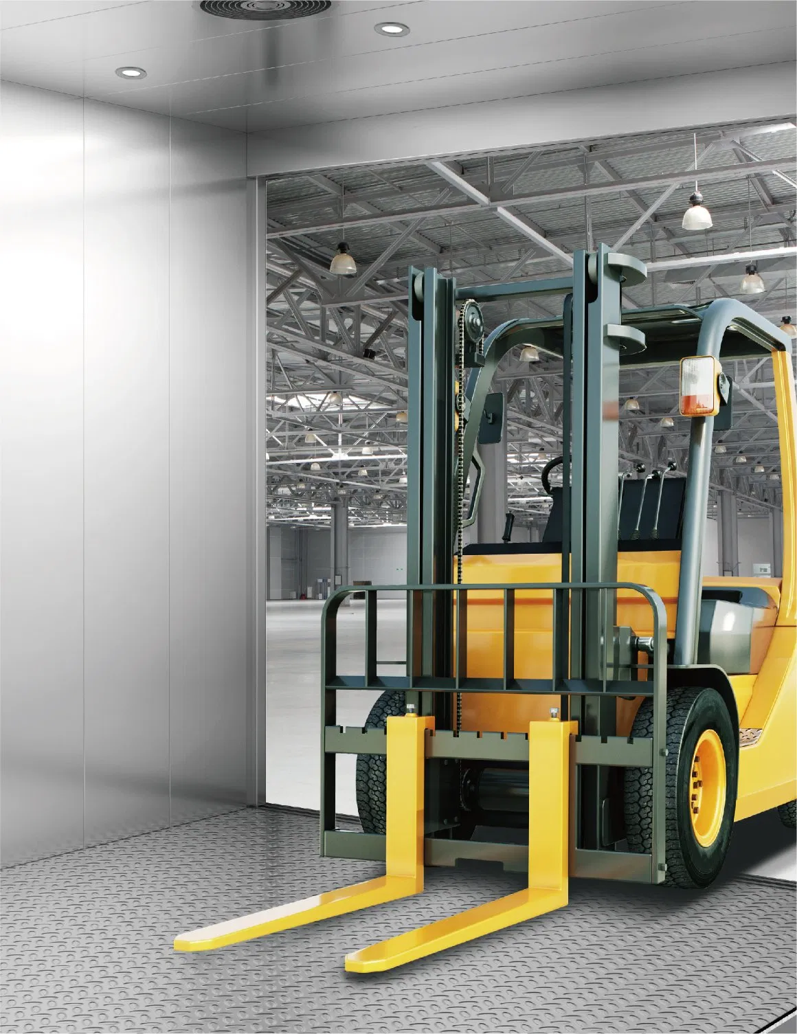 5000kg 2-Panels Center Opening Painted Freight Elevator