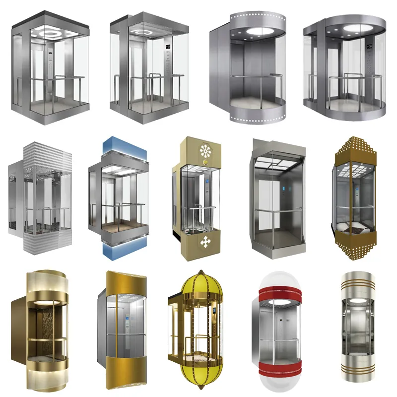 6-16 Person Observation Lift Passenger Elevator Sightseeing Glass Elevator Lift