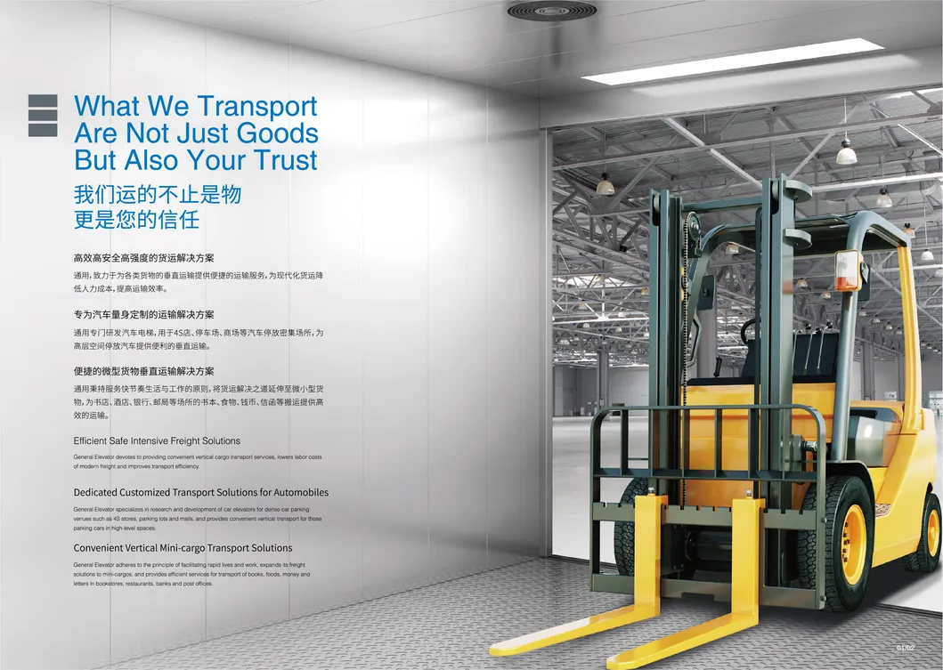 Center Opening Painted Steel Freight Cargo Goods Elevator