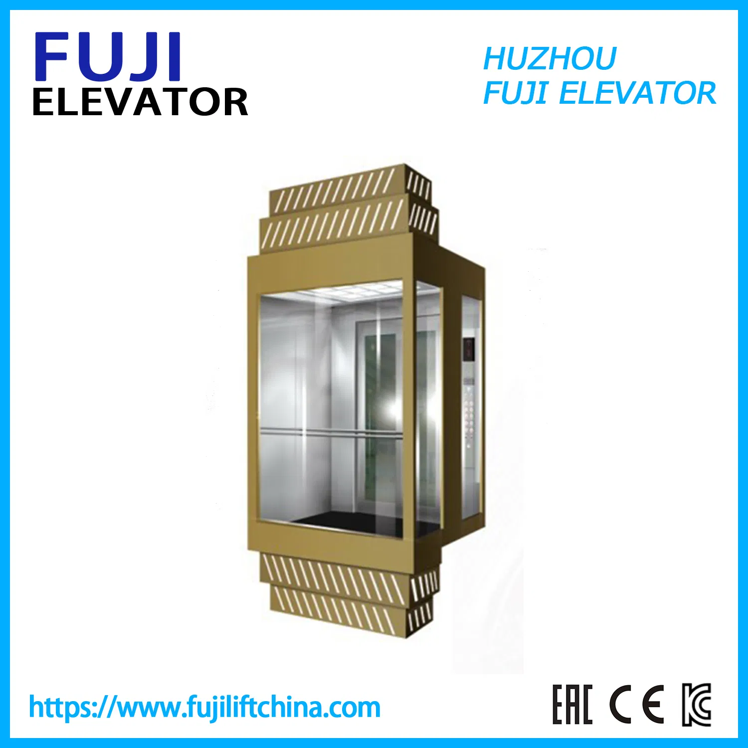 FUJI China Factory Vvvf Control Observation Panoramic Passenger Elevator Home Elevator Machine Room and Machine Roomless
