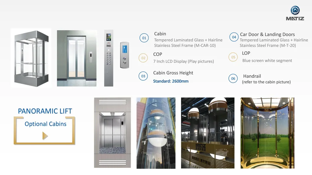 Matiz High Quality Reliable Home Lift Passenger Glass Observation Elevator