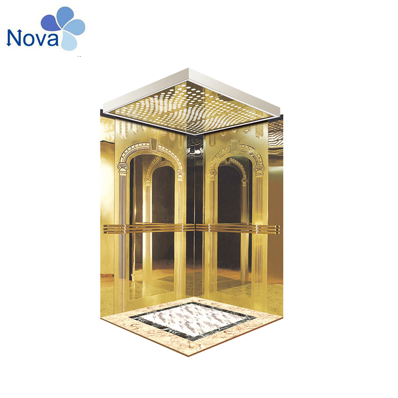 Titanium Mirror Etching Passenger Lift Cabin