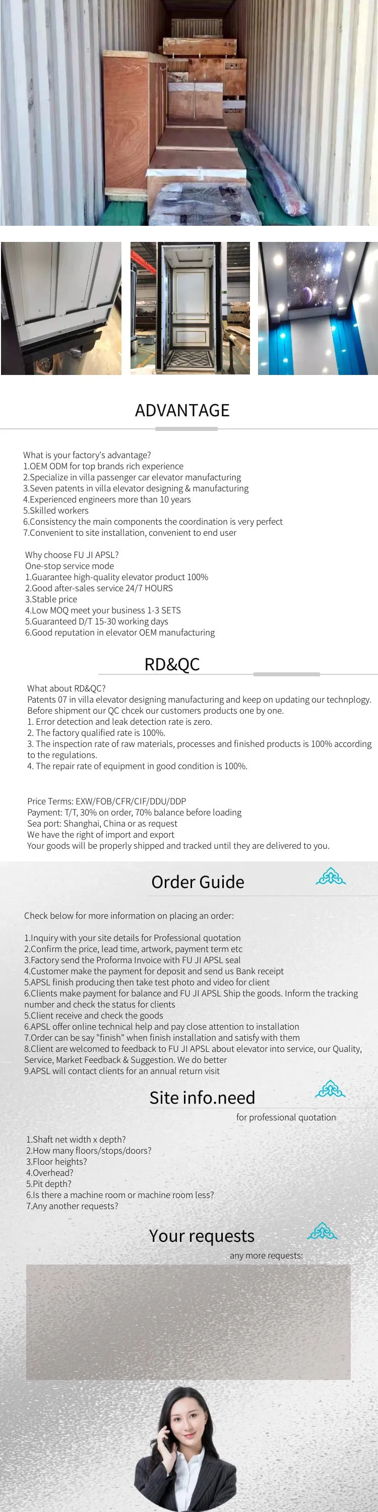 Top Performance Villa Elevator for Apartment Building