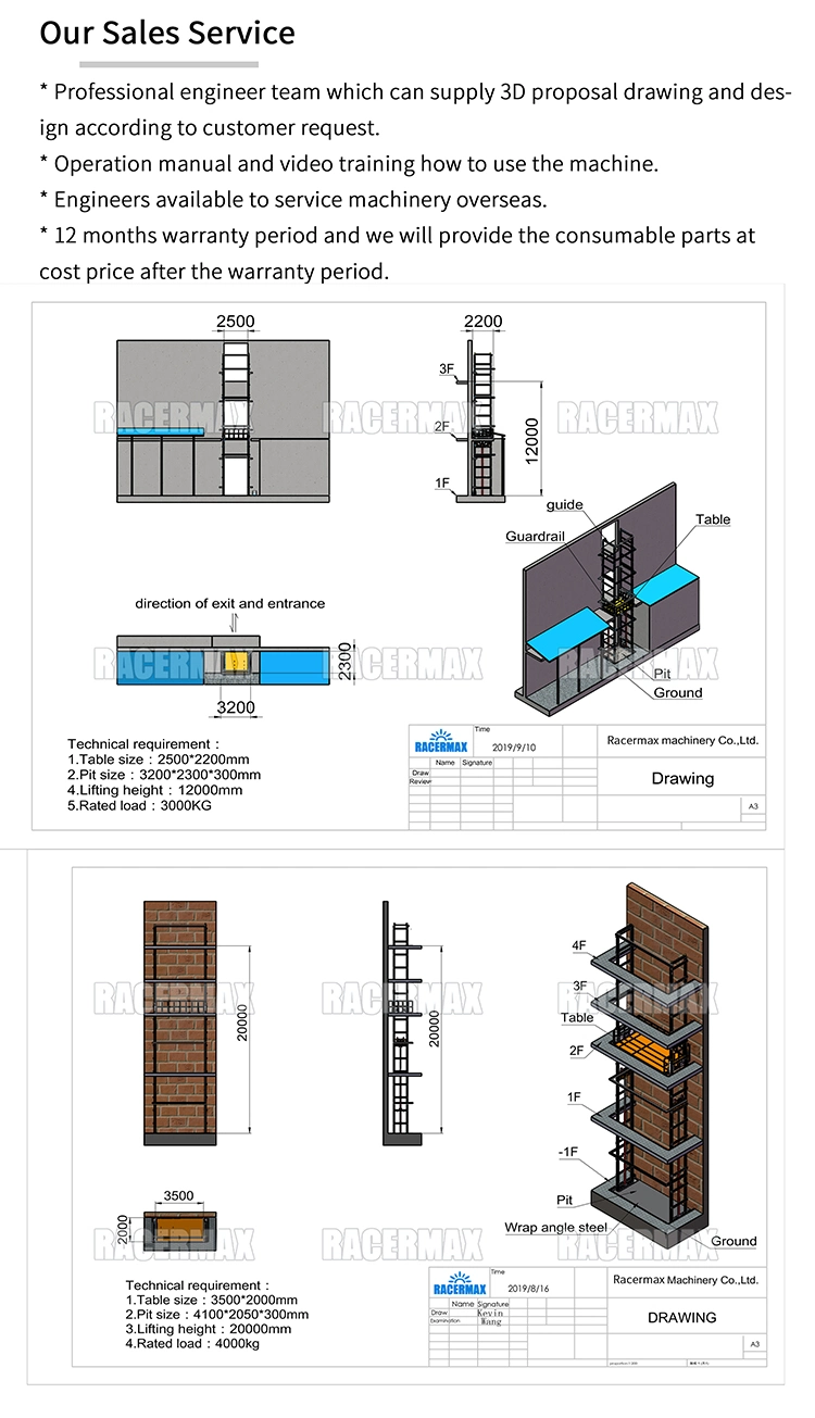 Warehouse Wall Mounted Goods Lift Guide Rail Hydraulic Small Cargo Lift Platform Freight Elevator Cargo Elevator